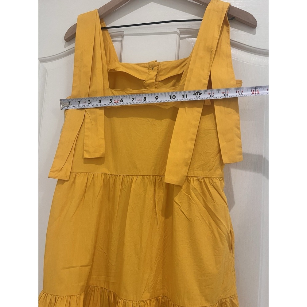 Who What Wear Dress Small Womens Yellow Maxi Button Down Tiered Shoulder Tie - Picture 3 of 5